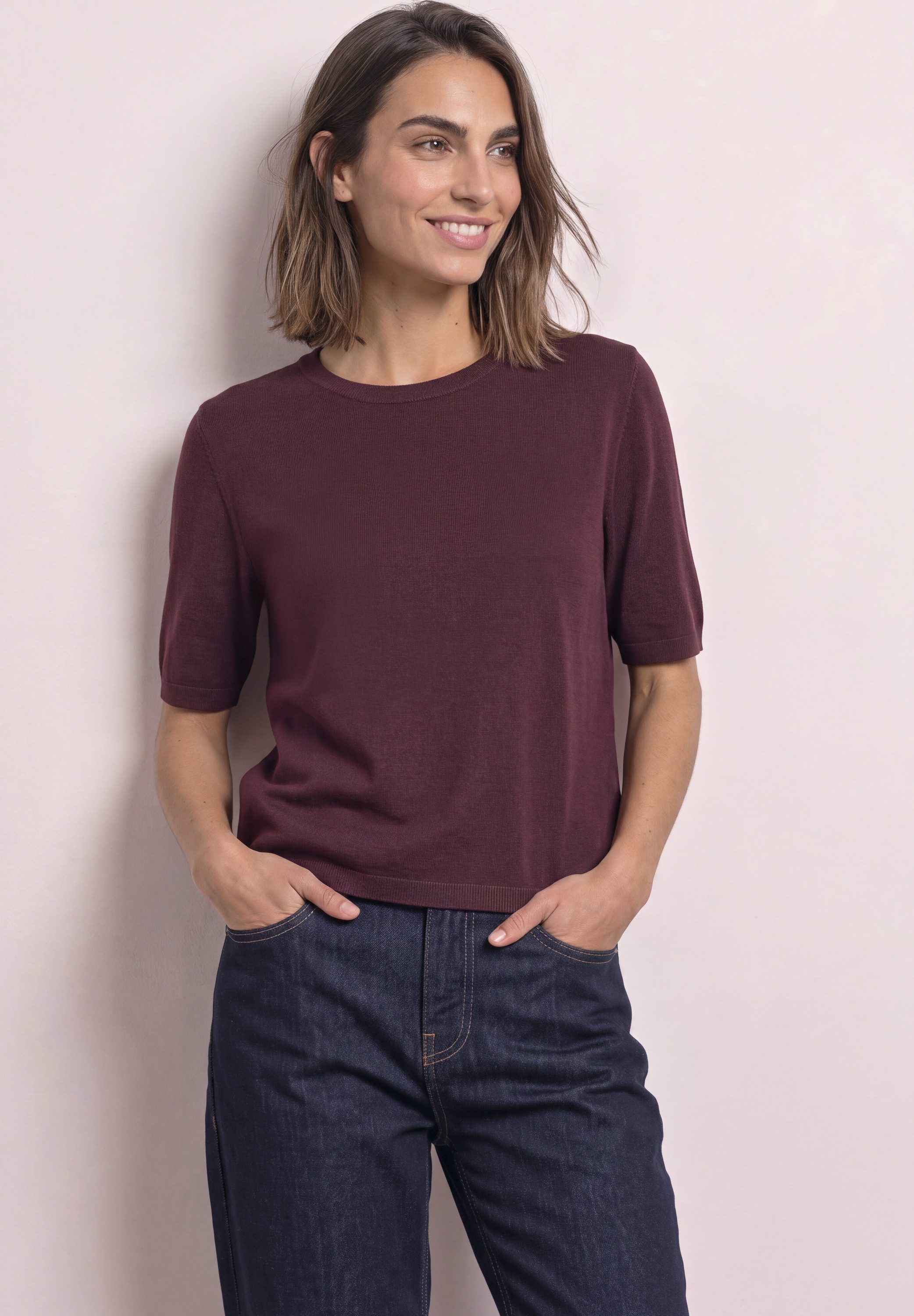 STREET ONE Kurzarmpullover softe Viskose