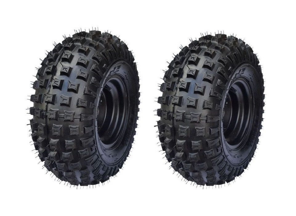 FunSport-Factory Kinderfahrzeug-Räder 2er Set Komplettrad Quadreifen Reifen 16x8-7 Schwarz links rechts, TL-Noppenprofil, hoher Grip, für Quads, robust & langlebig