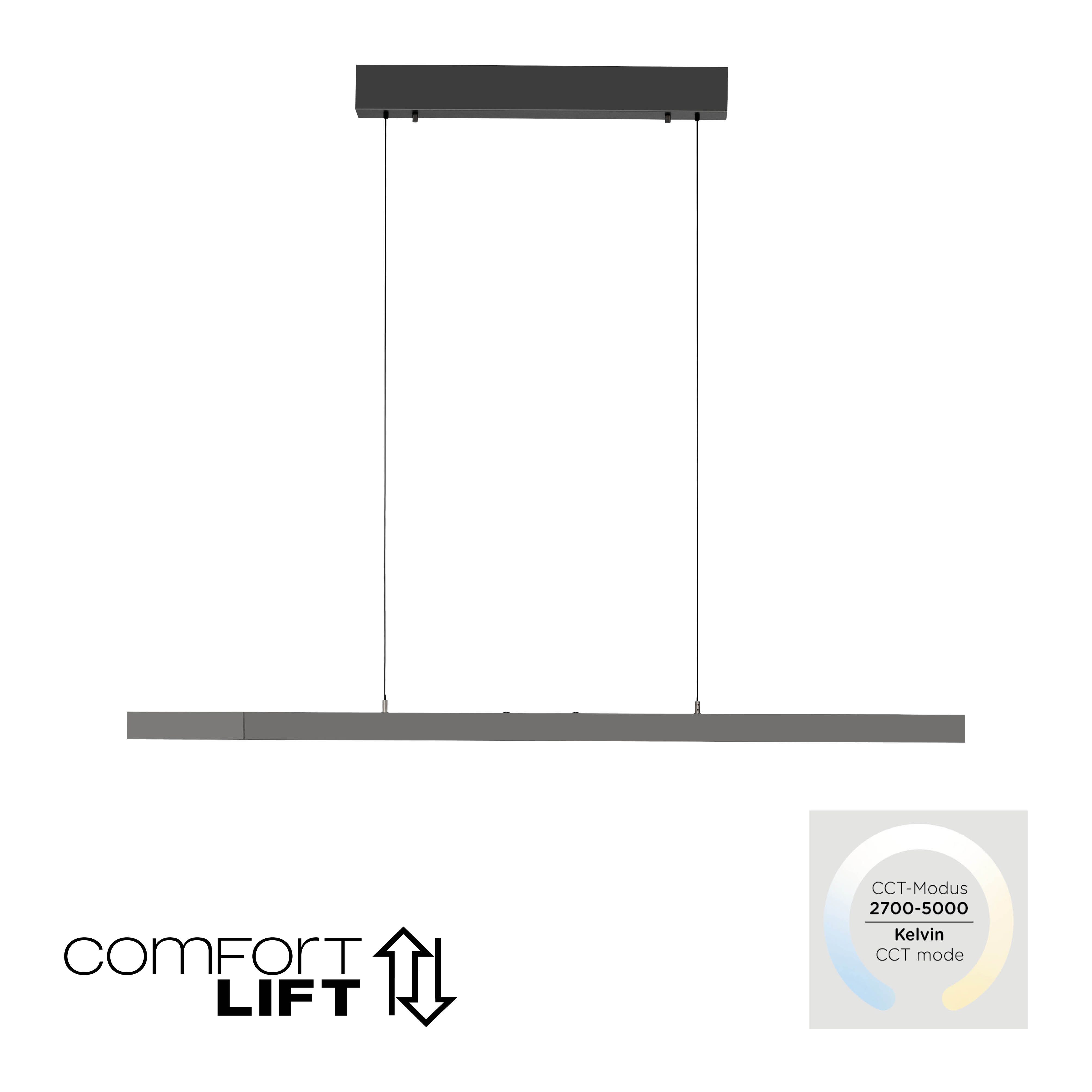 Paul Neuhaus LED Pendelleuchte ADRIANA Comfort Lift, Farbsteuerung, LED fest integriert, warmweiß - kaltweiß, Touchdimmer, CCT 2700-5000K, Comfort-Lift, Memory, Verstellbar