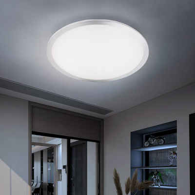 WOFI LED Deckenleuchte, Deckenleuchte dimmbar Deckenlampe LED Wohnzimmerlampe Decke, chromfarben, 1x LED 27,5W 2300Lm warmweiß, DxH 60 x 3,5 cm