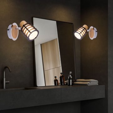 etc-shop Wandleuchte, Leuchtmittel nicht inklusive, Wandleuchte Innen Wandlampe Holz Metall Lampe Glas