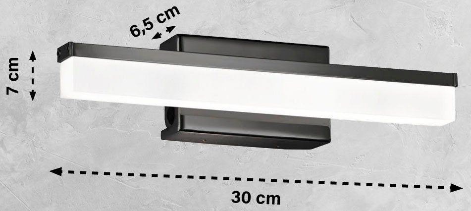 SCHÖNER WOHNEN-Kollektion Wandleuchte Wide, LED fest integriert, LED 6,5 Watt, 820 Lumen,spritzwassergeschützt,mit Schalter