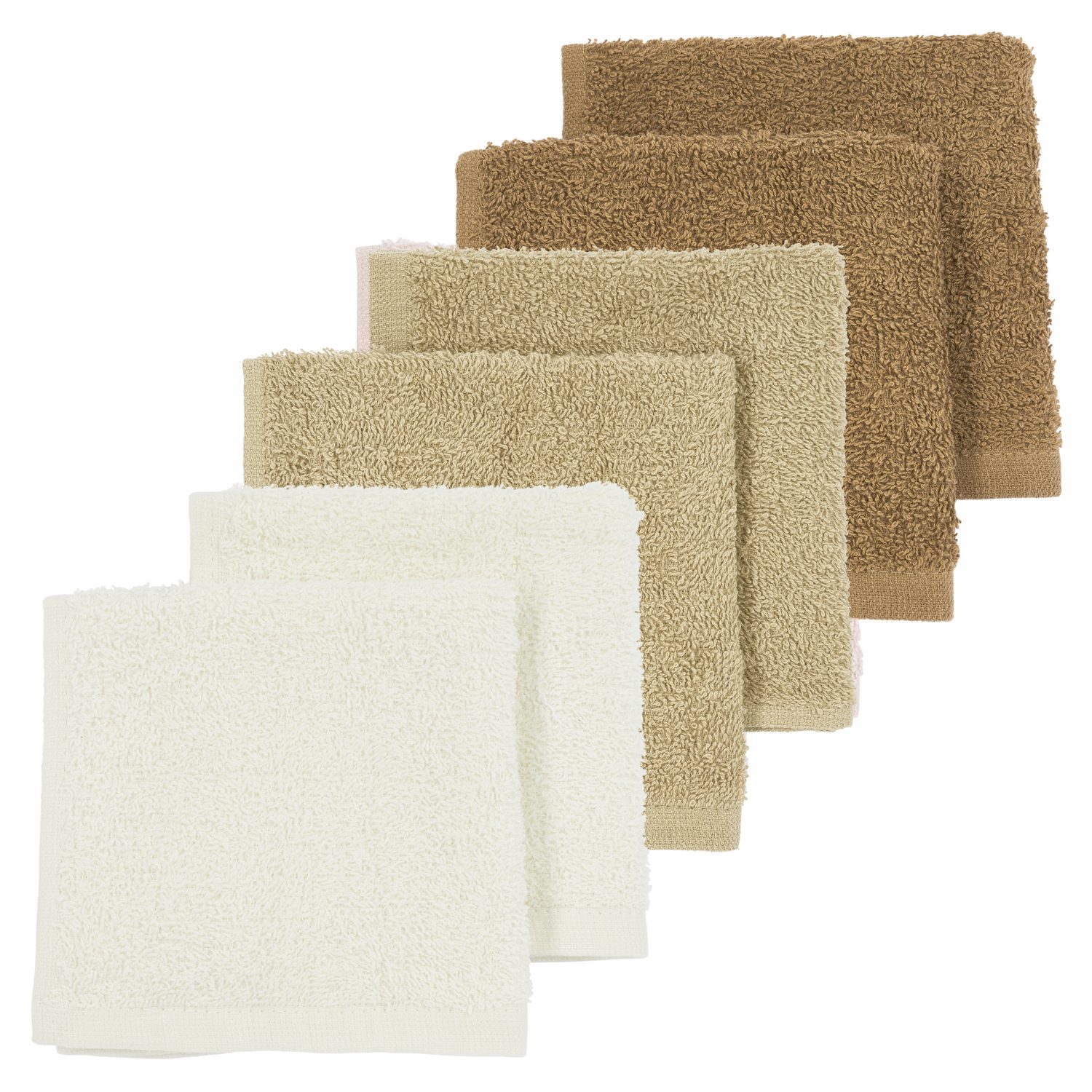 Meyco Baby Spucktuch Offwhite/Sand/Toffee, (100% Baumwolle, 1-tlg), 30x30cm - 6-Pack