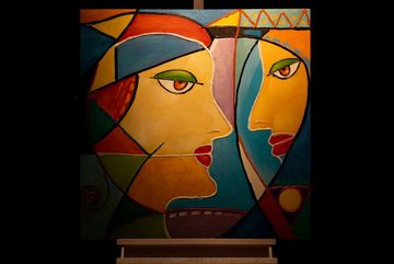 KUNSTLOFT Gemälde Königin der Spiegel 87x87 cm, Leinwandbild 100% HANDGEMALT Wandbild Wohnzimmer