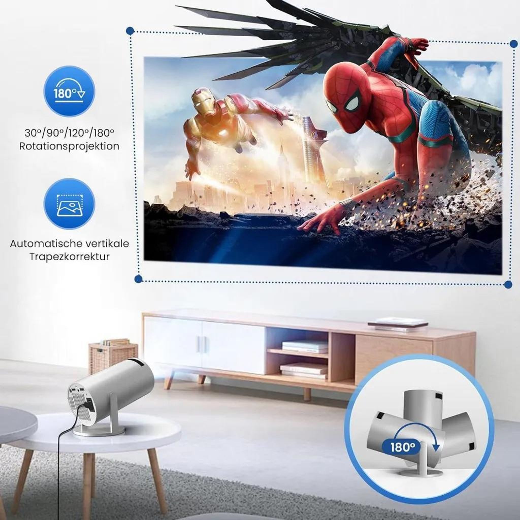 FELIXLEO Beamer 4K WiFi6 BT 50 Android OS 110 Projektor YouTube vorinstalliert 3D-Beamer