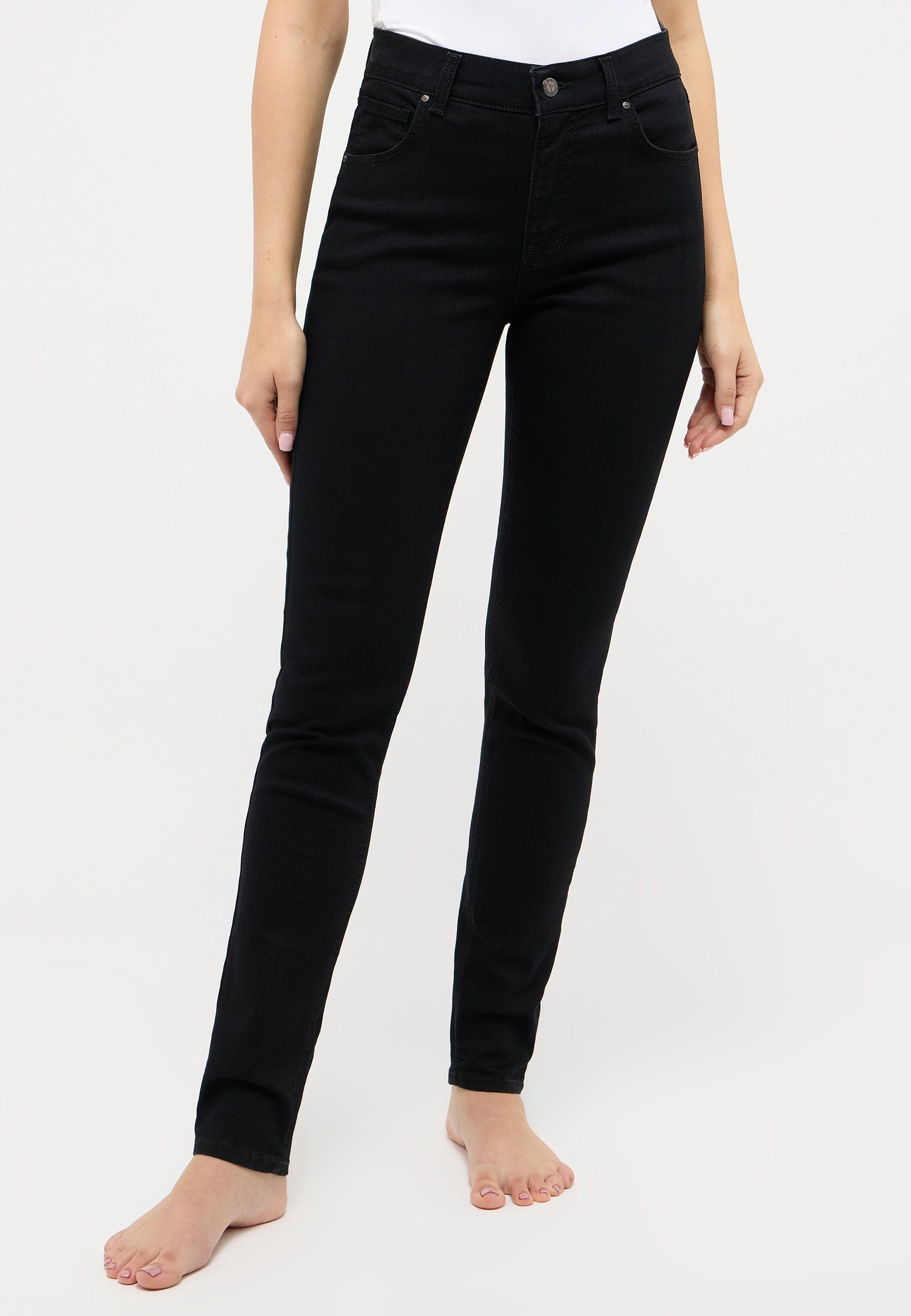ANGELS Slim-fit-Jeans Jeans Skinny mit schwarz mit cleanem Denim Label-Applikationen