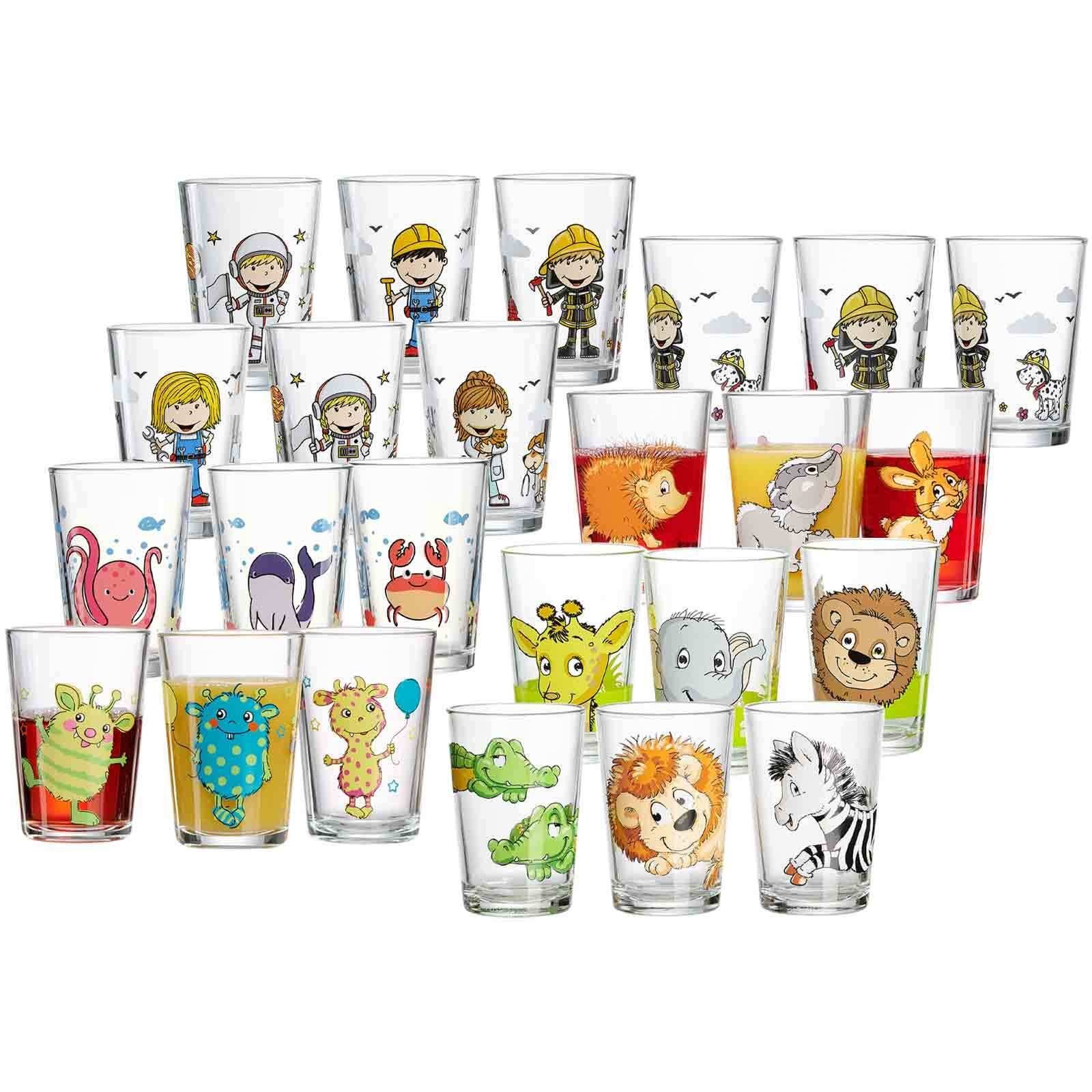 Ritzenhoff & Breker Kinderbecher Tiere & Berufe Kindergläser 205 ml 24er Set, 24-tlg., Glas