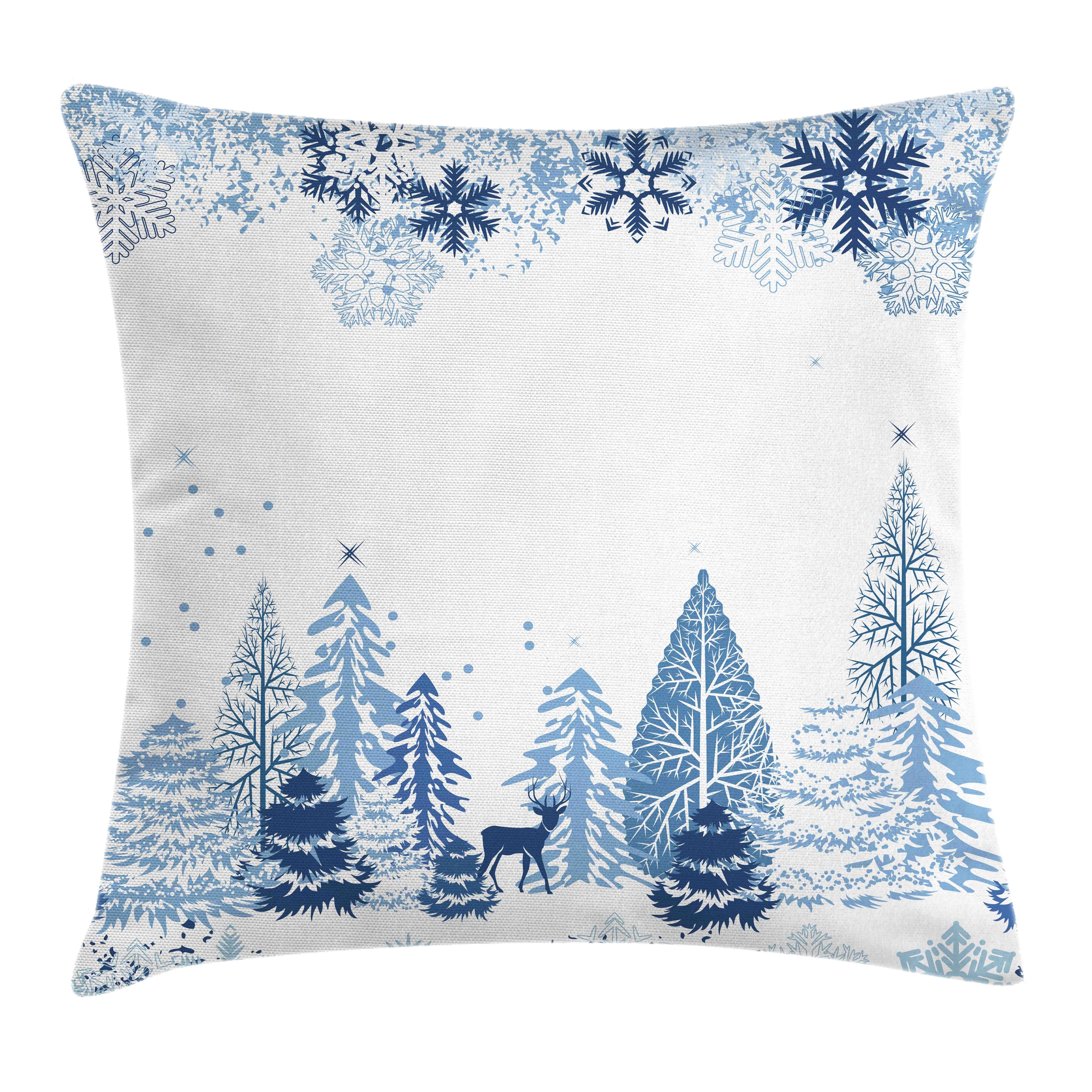 Deer Abakuhaus Beidseitiger Farben Trees Weihnachten mit (1 Stück), Farbfesten Pine Winter Kissenbezüge Reißverschluss Druck, Kissenhülle