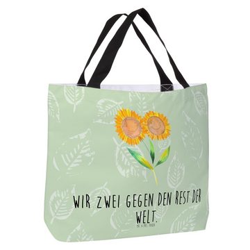 Mr. & Mrs. Panda Shopper Blume Sonnenblume - Blattgrün - Geschenk, Tragebeutel, Sommer Deko, b (1-tlg), Einzigartige Designs