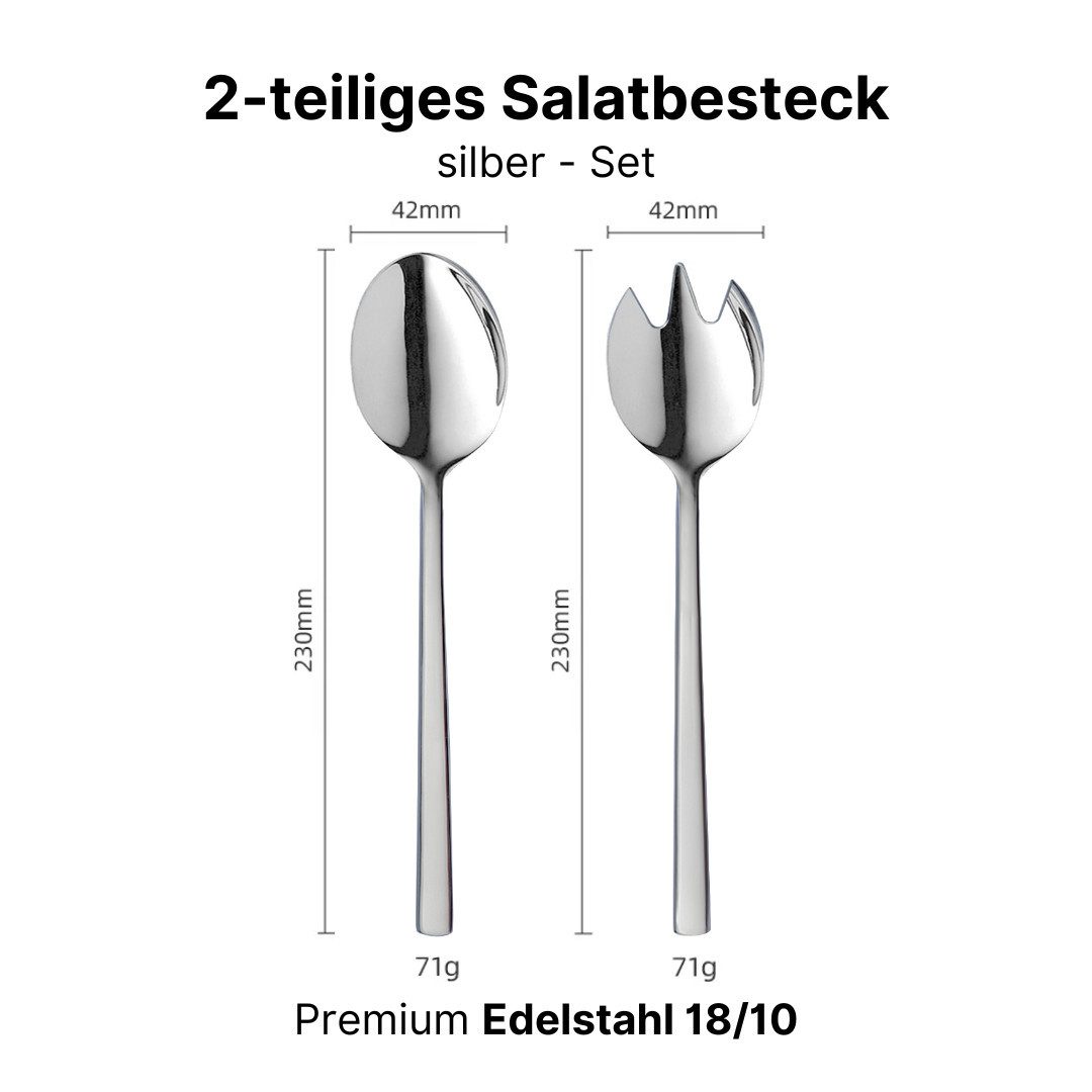 LIVINA HOME Salatbesteck Premium Salatbesteck, Edelstahl 18/10, Set 2-tlg. Gabel & Löffel (2-tlg), Spülmaschinenfest, Frühling Sale!