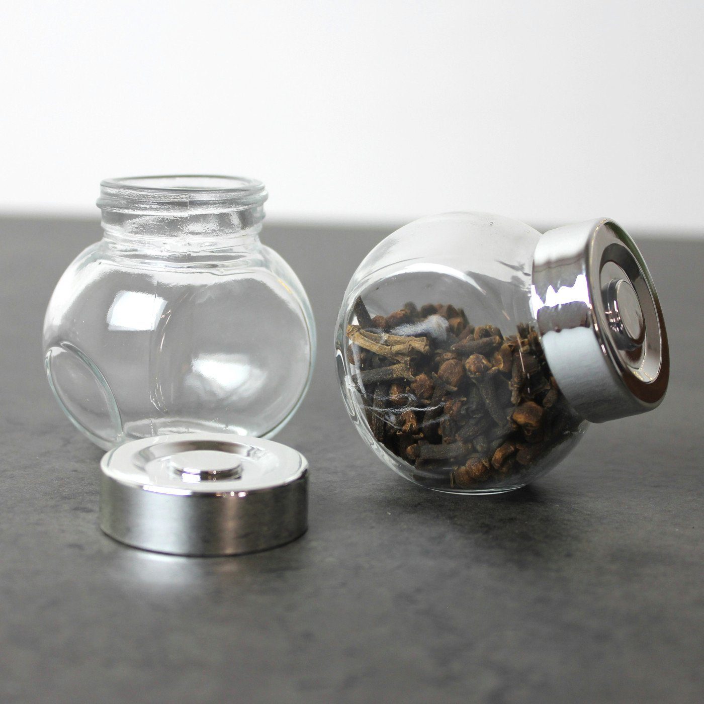 gouveo Gewürzbehälter Gewürzgläser mit Schraubdeckel silberfarben - Kleines günstig online kaufen