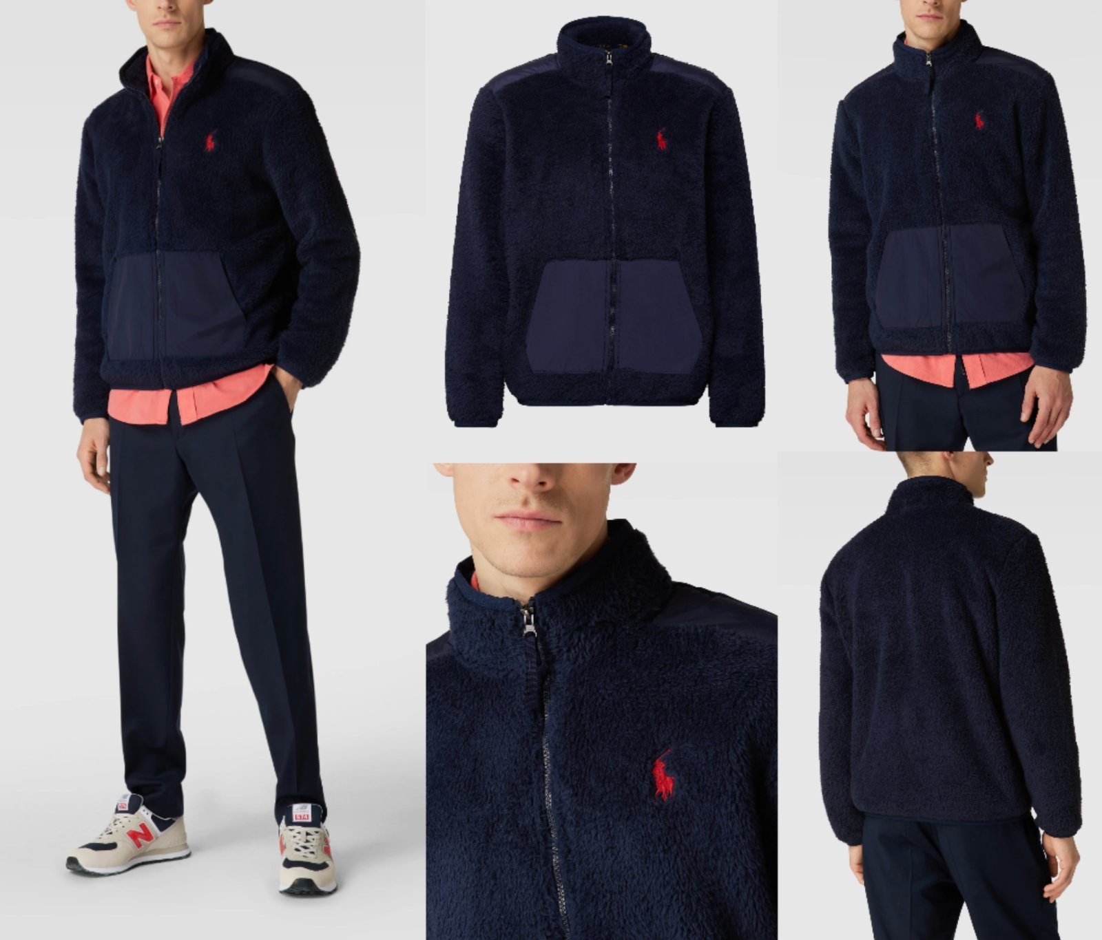 Polo Ralph Lauren Winterjacke POLO RALPH LAUREN Teddy Fleece Zip Jacket Mantel Hood Bomber Blous