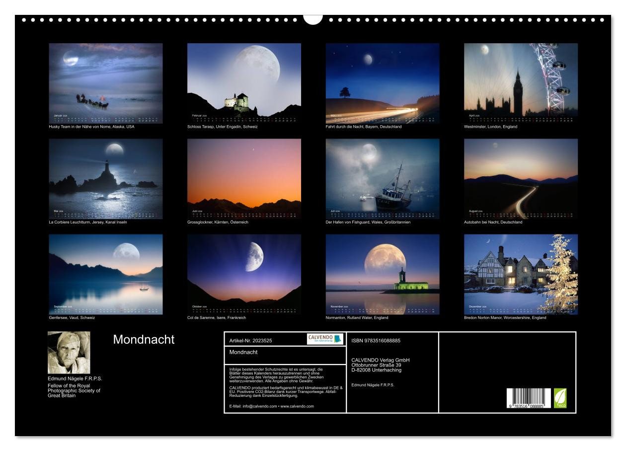 Thumbnail - CALVENDO Wandkalender Mondnacht (Wandkalender 2026 DIN A2 quer), CALVENDO Monatskalender