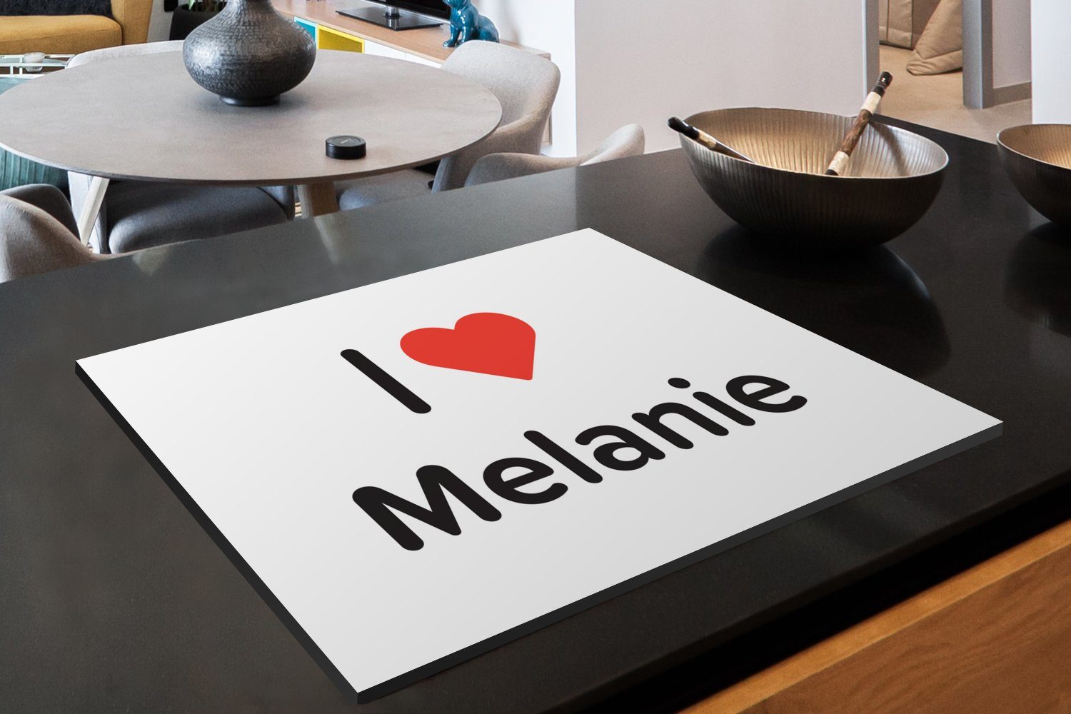 Melanie Arbeitsfläche 70x52 - - Herdblende-/Abdeckplatte liebe Mobile nutzbar, Ich (1 Mädchen, tlg), cm, MuchoWow Vinyl, Ceranfeldabdeckung