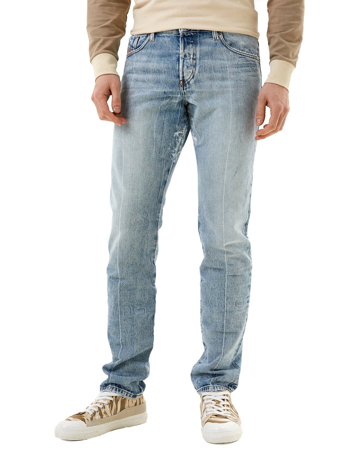 Diesel Slim-fit-Jeans Straight Fit Handgefertigt - D-KRAS-X 009NC