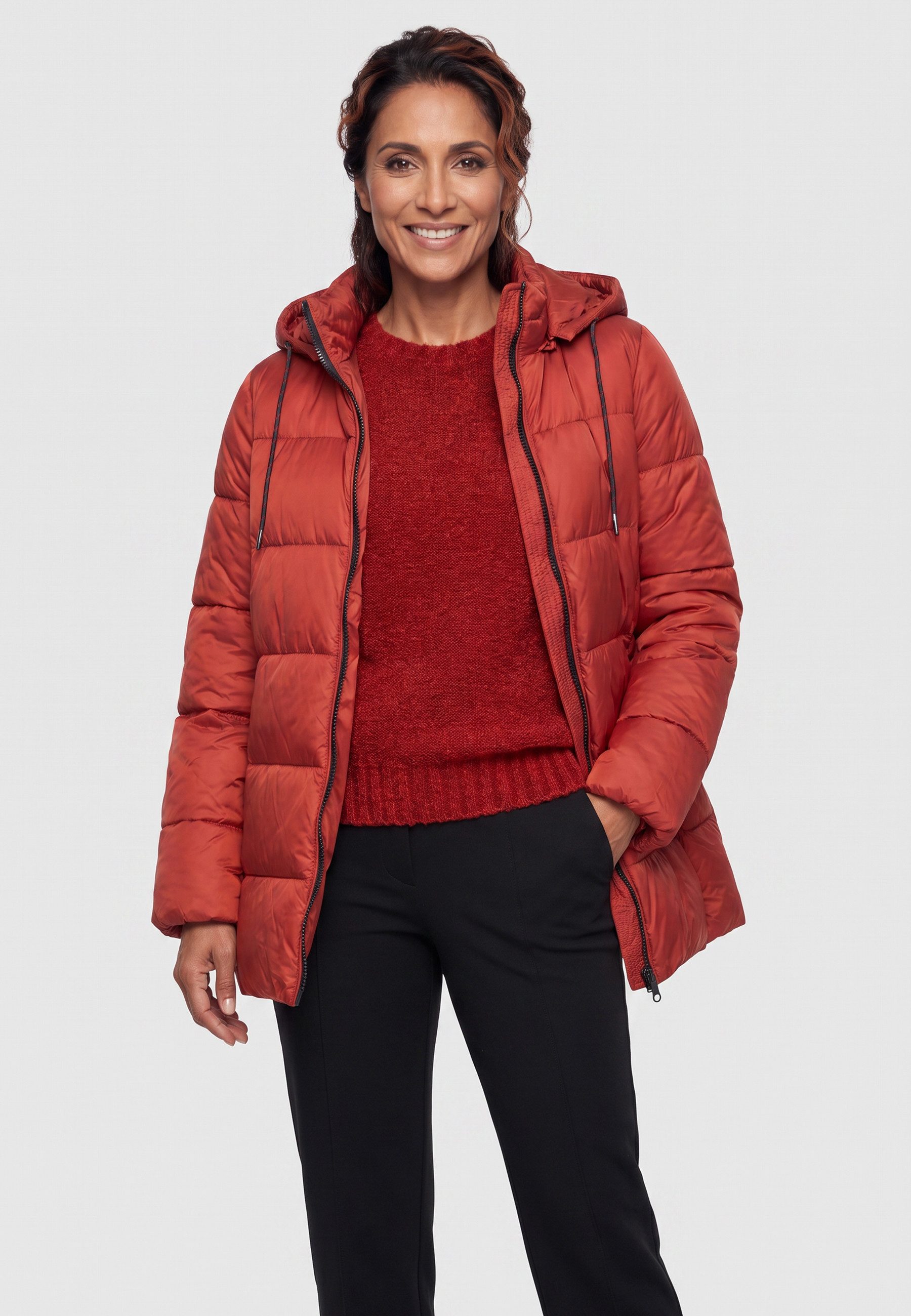 Olsen Outdoorjacke mit Kapuze und Reißverschluss