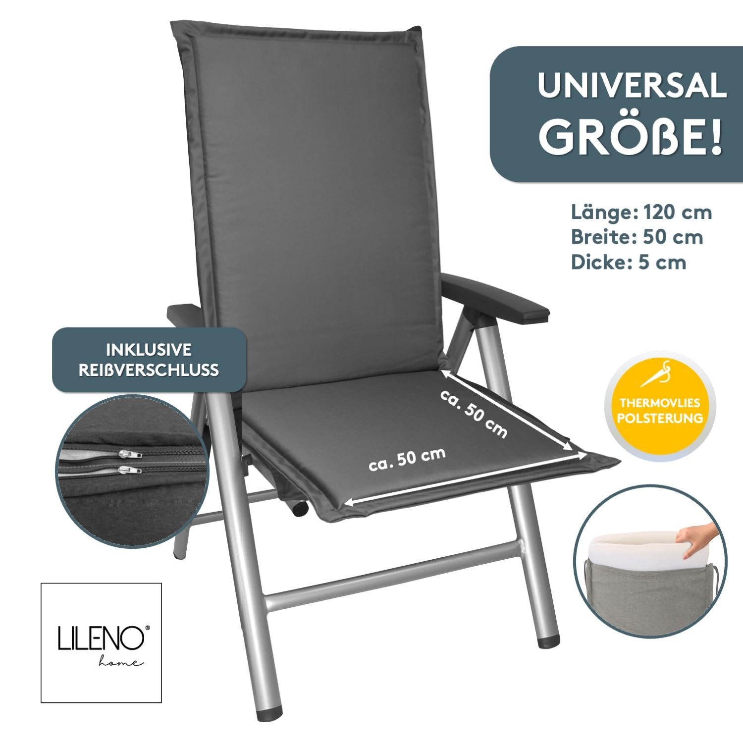 LILENO HOME Hochlehnerauflage Gartenstuhl Auflage, bequeme günstig online kaufen