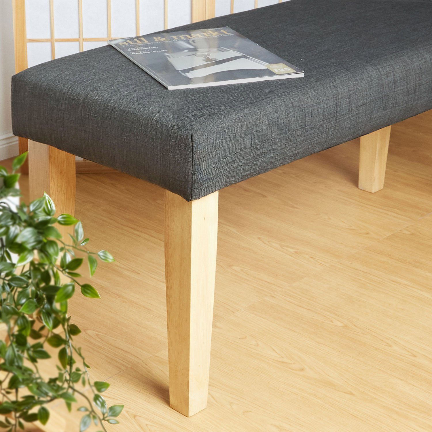 Homestyle4u Polsterbank 103 cm Sitzbank Anthrazit Beistellbank Grau Holzbei günstig online kaufen