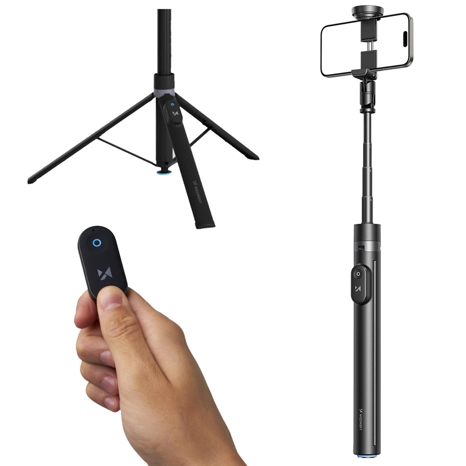 Wozinsky Selfie-Stick WRZP1 Selfie-Stick, Smartphone Handy Stativ Teleskop Stange Halter Fernbedienung Funk