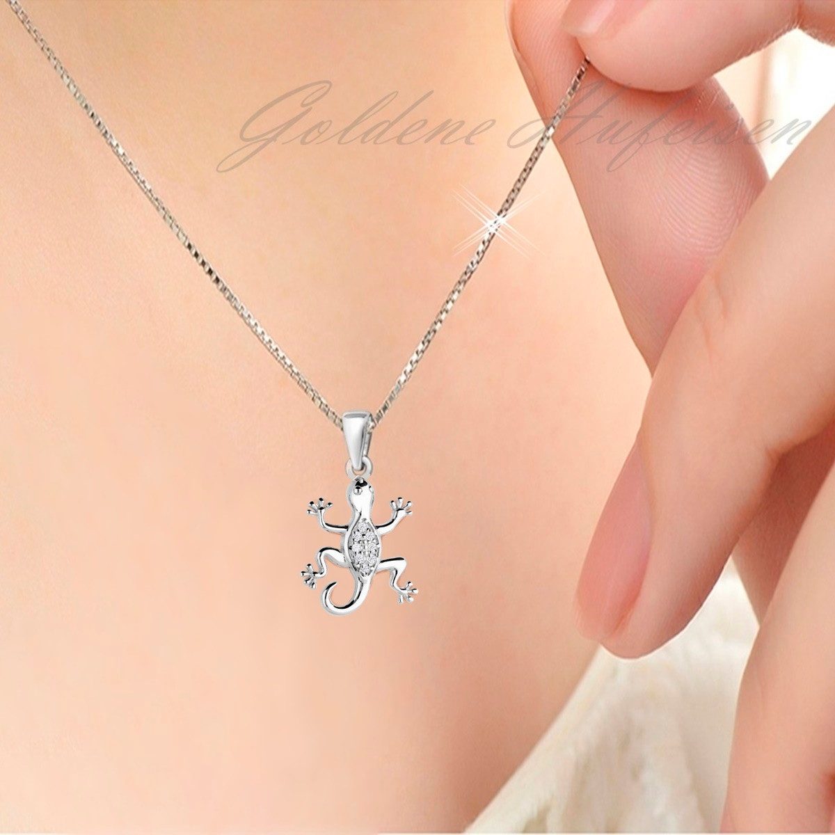 Goldene Hufeisen Kettenanhänger Silber Eidechse Zirkonia Anhänger 925 Salam günstig online kaufen
