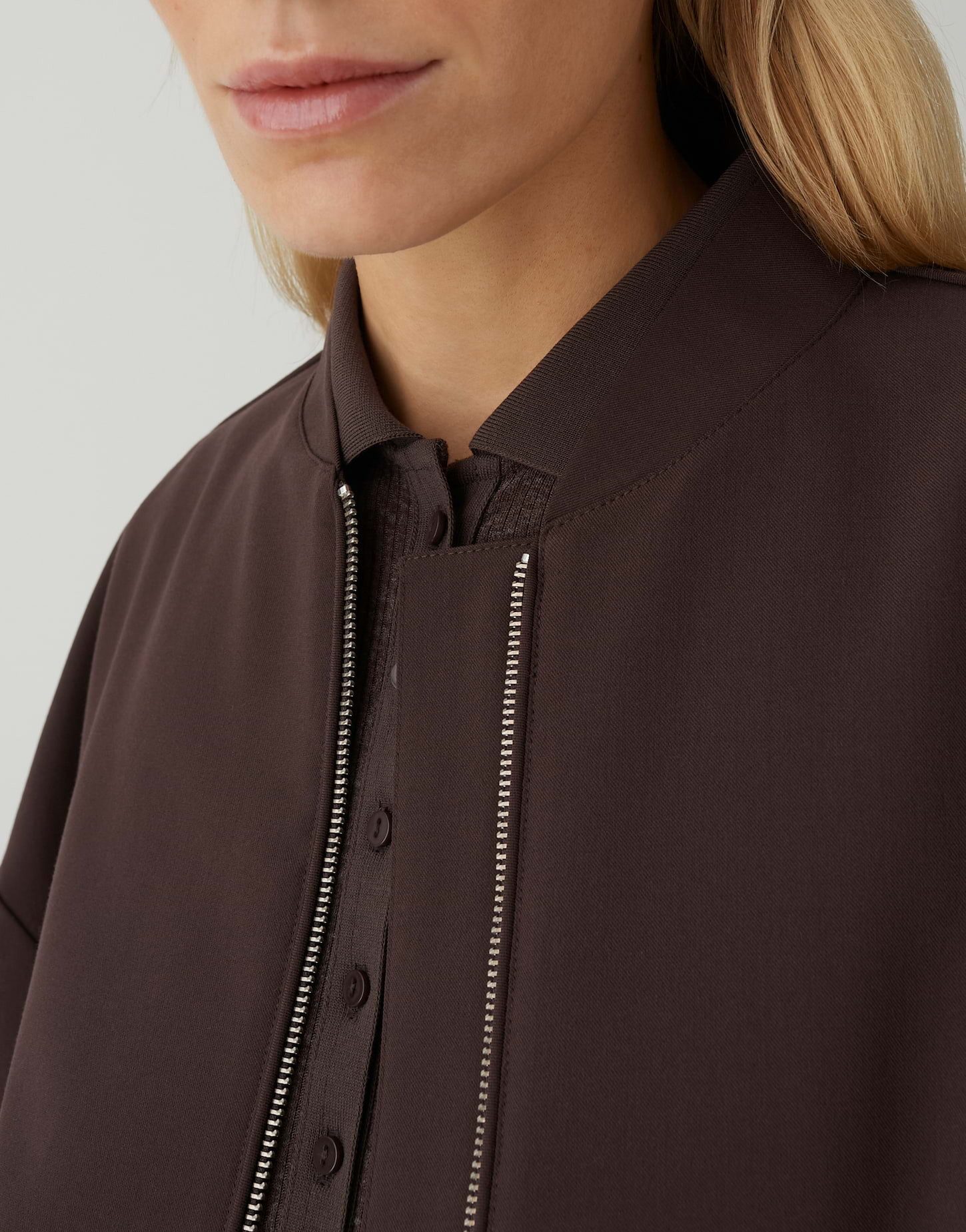 OPUS Jackenblazer JANICA in Twilloptik Weite Passform, ovaler Schnitt, Blousonkragen, schräge Eingrifftaschen