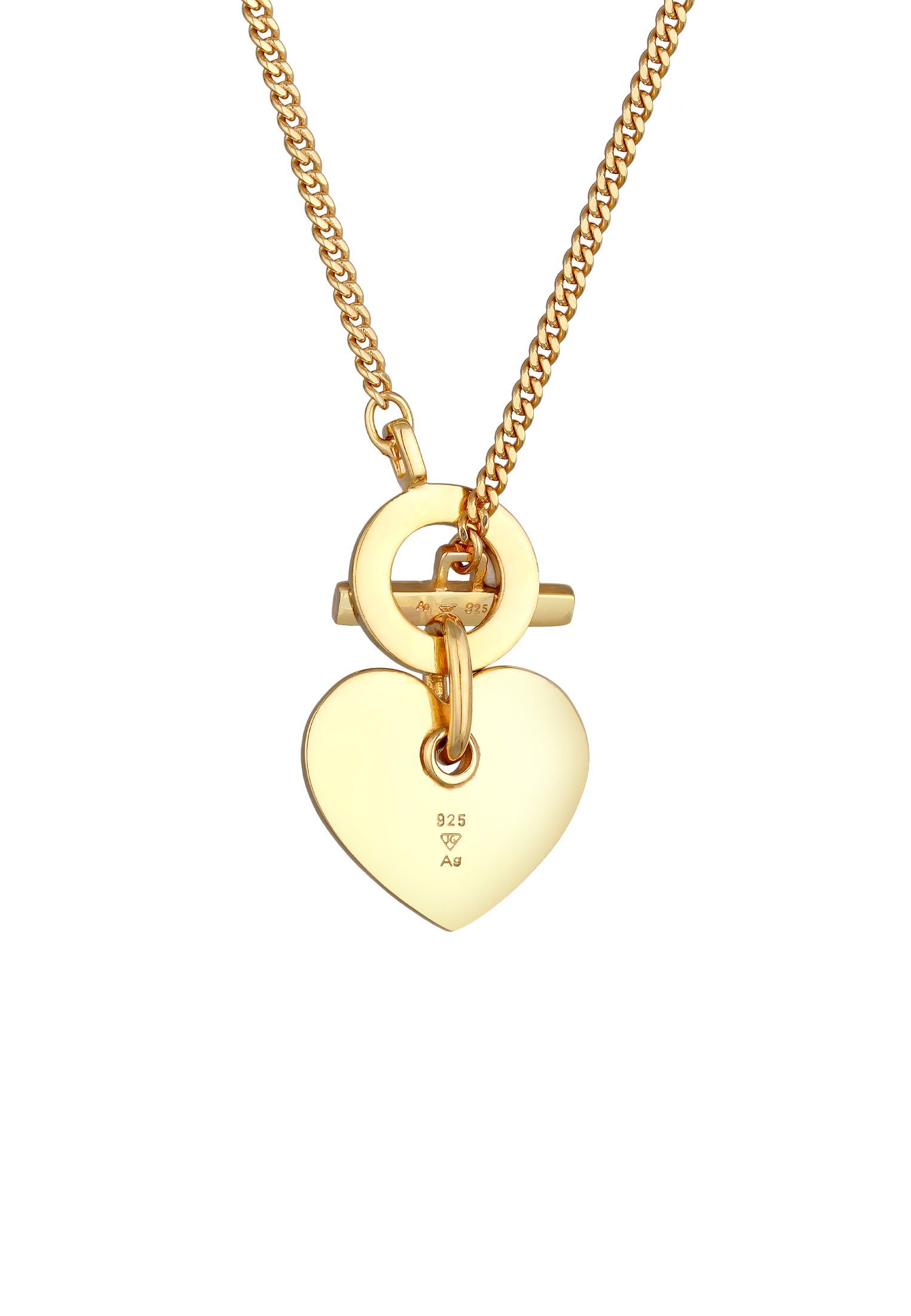 mit Gold T-Bone Premium Anhänger Herz Elli Romantik Kette Silber, Herz 925