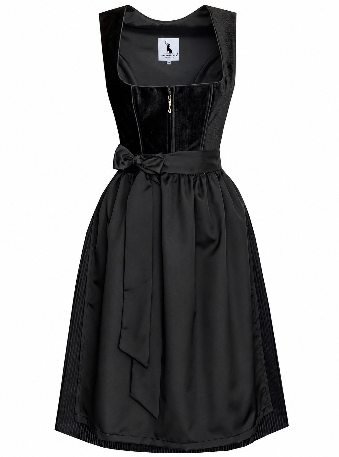 Alpenmärchen Dirndl Midi Dirndl Enora in schwarz - ALM1079