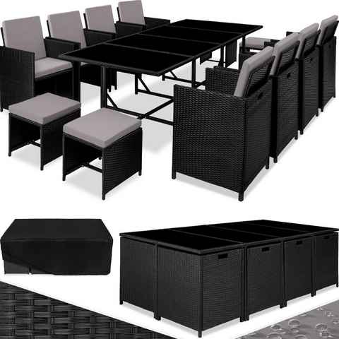tectake Sitzgruppe Palma, (Set, 12-tlg), Tisch- und Stuhl Set