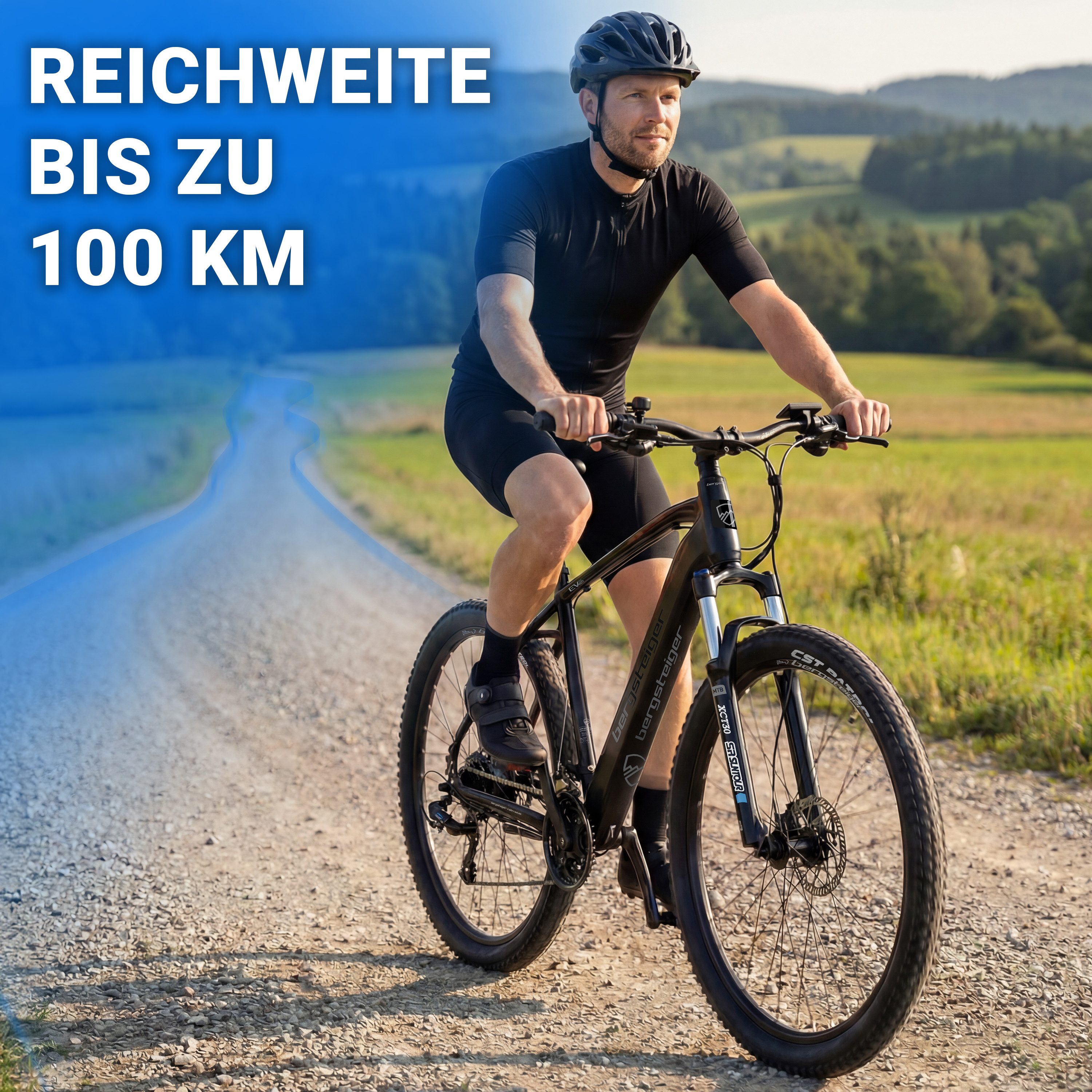 bergsteiger E-Bike Mountainbike Cannock mit 250 Watt Motor, 36V 10.4Ah & 12Ah Akku, Damen, Herren, 24 Gang, Kettenschaltung, Heckmotor, Hydraulikbremsen