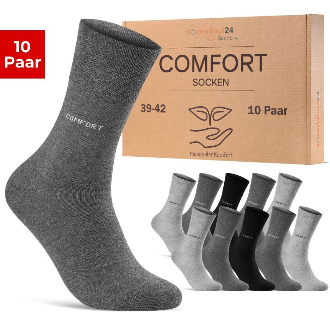 Gesundheitssocken Comfort Socken ohne Gummibund & ohne Naht mit Komfortbund