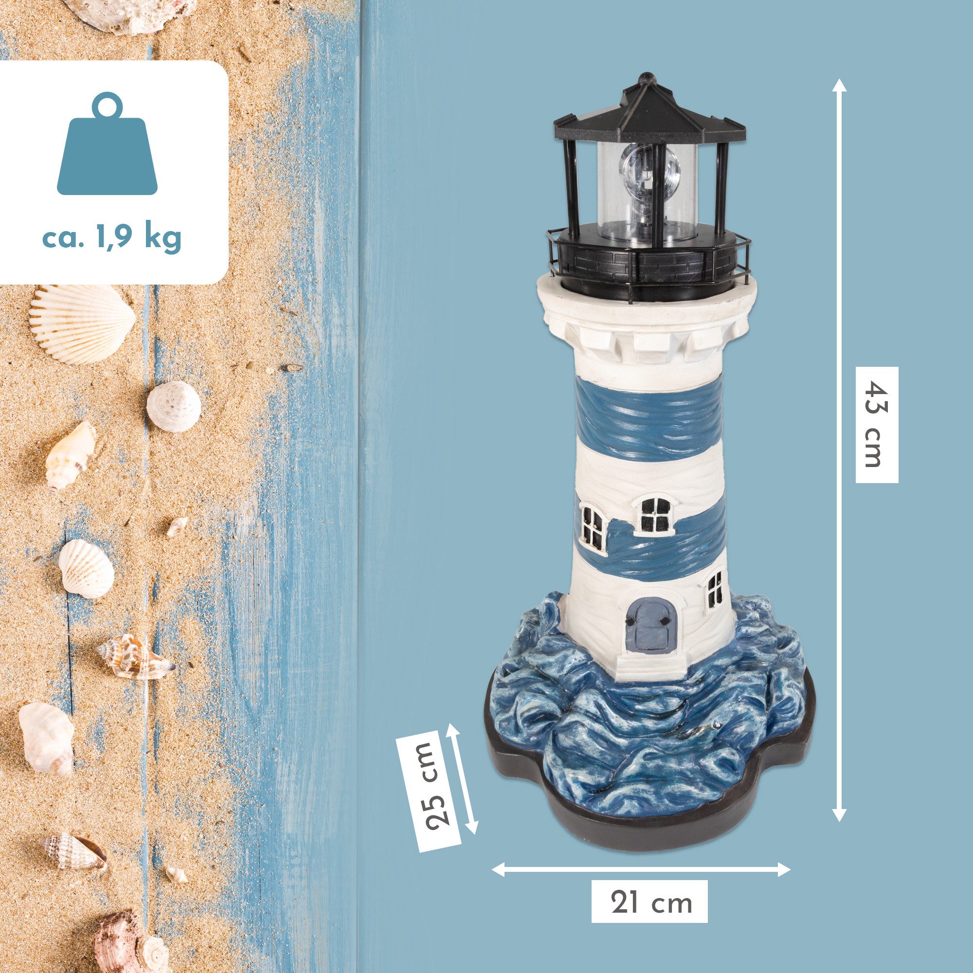 Lemodo LED-Dekofigur Leuchtturm mit rotierendem LED-Leuchtfeuer günstig online kaufen