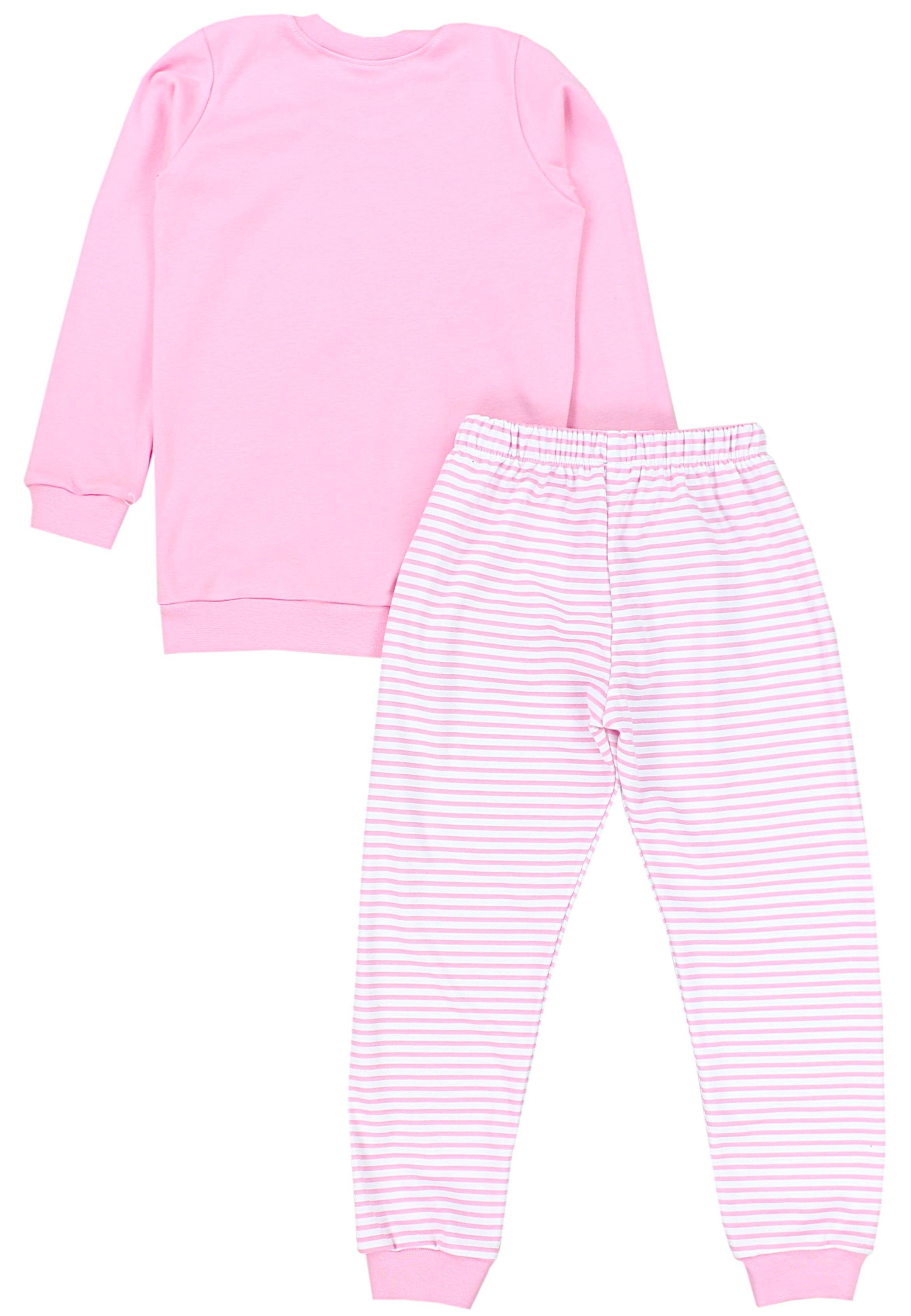 TupTam Schlafanzug Kinder Mädchen Rosa 2-teilig Set Langarm Nachtwäsche Schlafanzug CHOOSE Streifen / Pyjama HAPPY