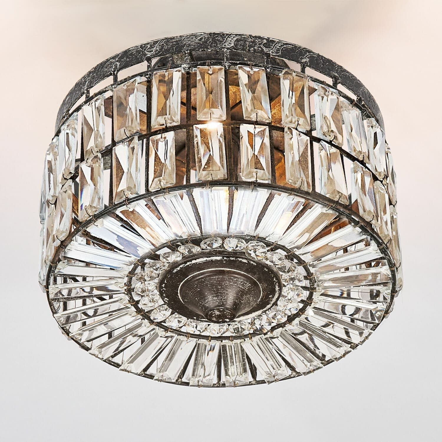 Mirabeau Wandleuchte Deckenlampe Hutton antikgrau/klar günstig online kaufen