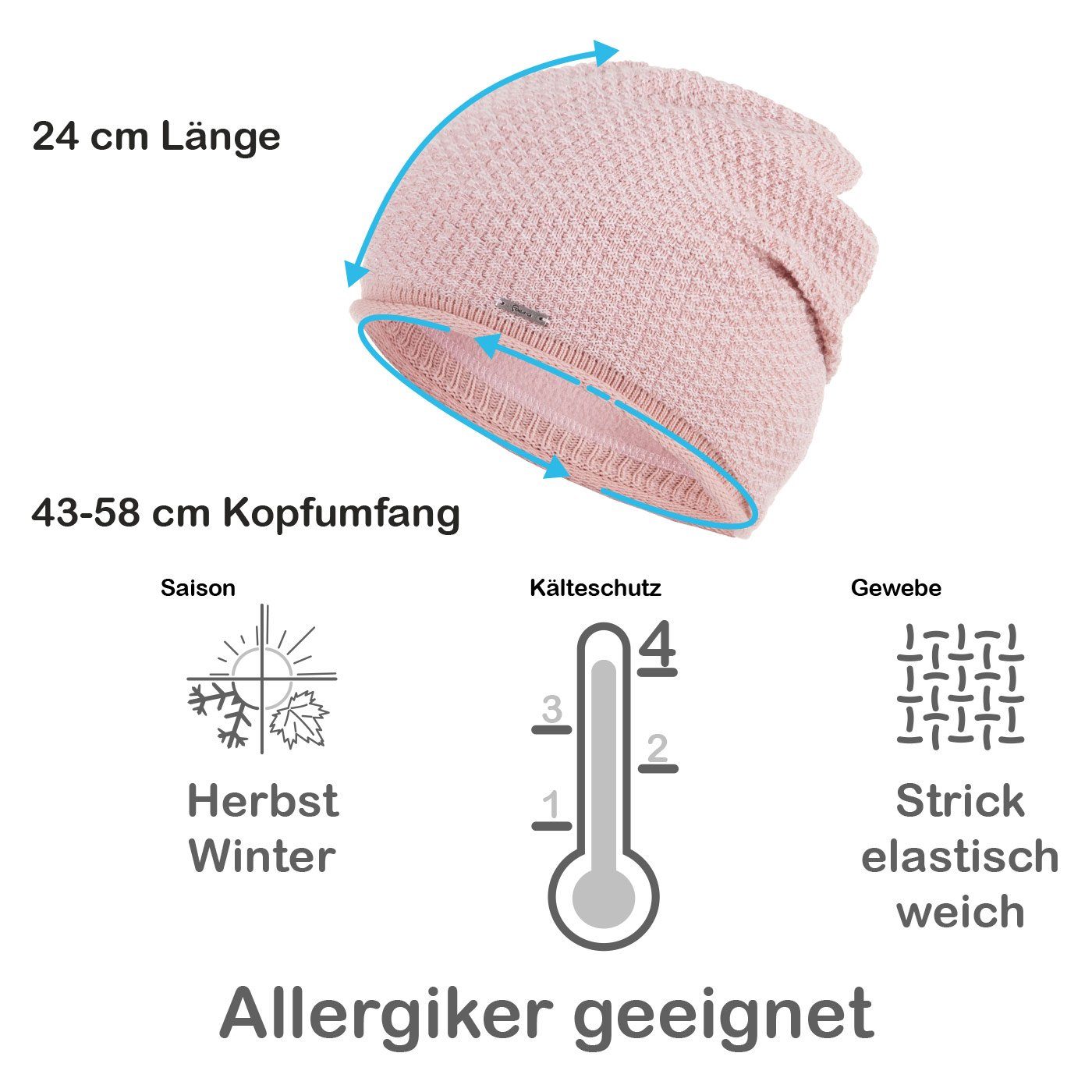 Faera Strickmütze Wintermütze Damen Mütze Beanie Haube gefüttert Strickmütze Damenmütze