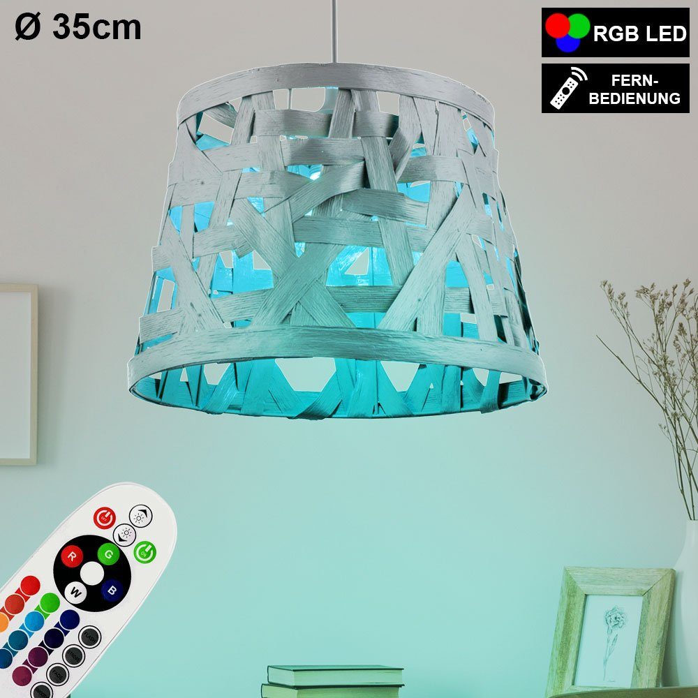 etc-shop LED Pendelleuchte, Leuchtmittel inklusive, Warmweiß, Farbwechsel, Design Hänge Decken Lampe Fernbedienung grau Schlaf Gäste Zimmer