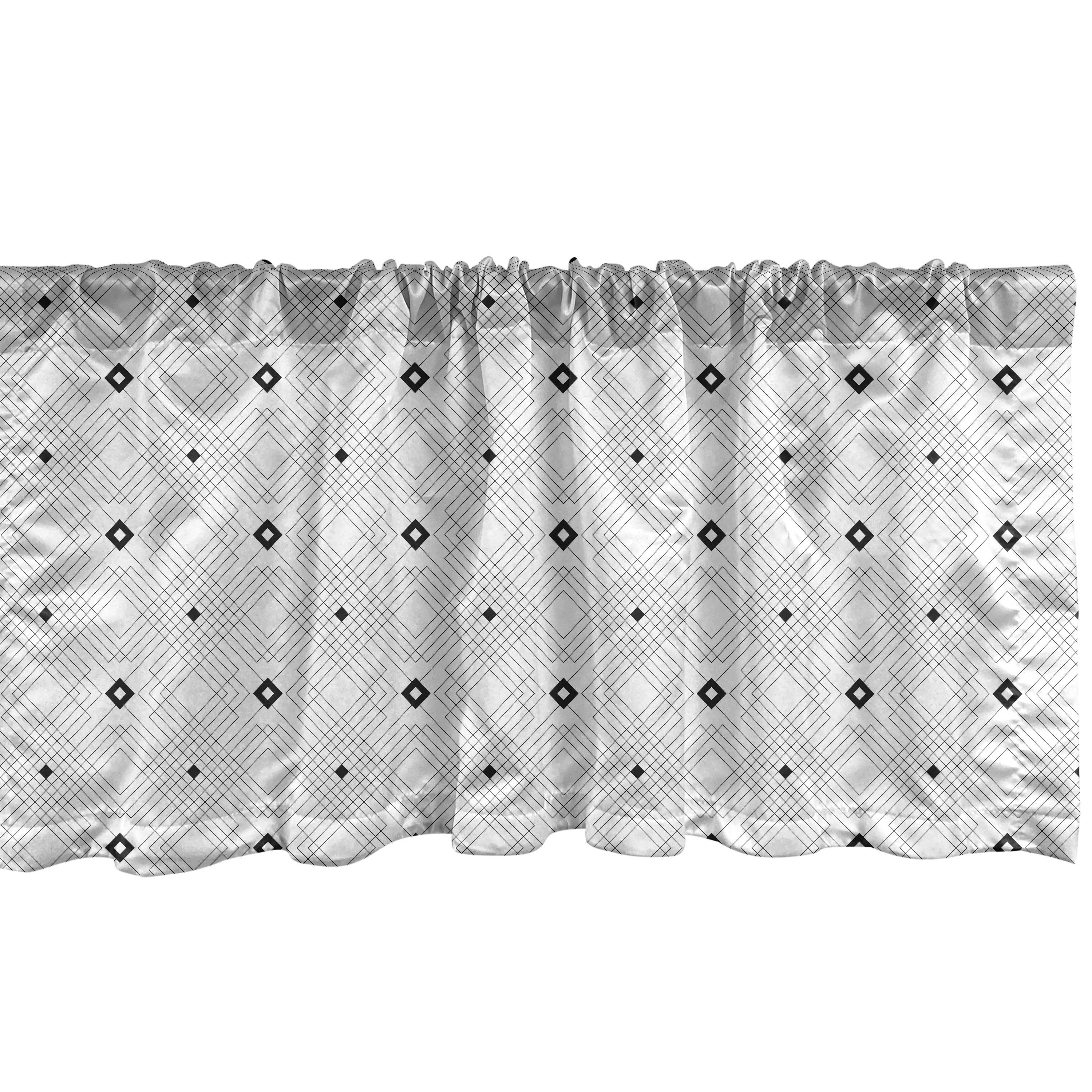 Scheibengardine Vorhang Volant für Küche Schlafzimmer Dekor mit Stangentasche, Abakuhaus, Microfaser, Schwarz und weiß modernes Quadrat