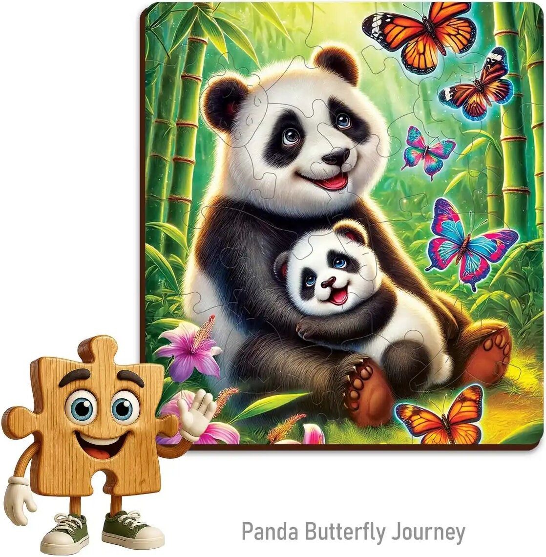 Wooden City Puzzle HOLZSTADT Holzpuzzle Panda Adventurev 20 dlks, Puzzleteile