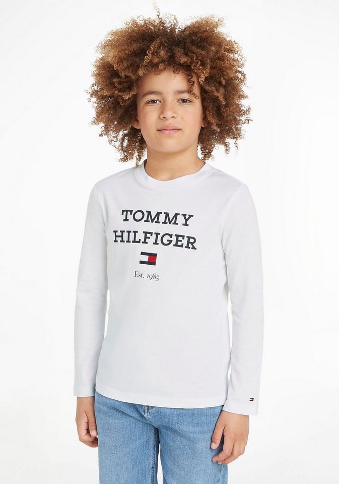 Tommy Hilfiger Langarmshirt TH LOGO TEE L/S mit großem Logo auf der Brust,  Regular fit mit geripptem Rundhalsausschnitt