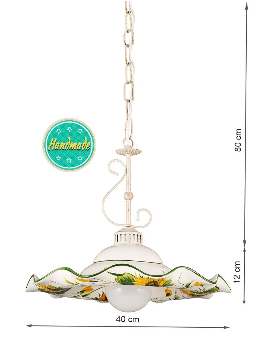 Helios Leuchten Pendelleuchte Küchenlampe Keramik, Keramiklampe, Deckenlampe, Hängelampe, für Esstisch Küche, handgefertigt handbemalt