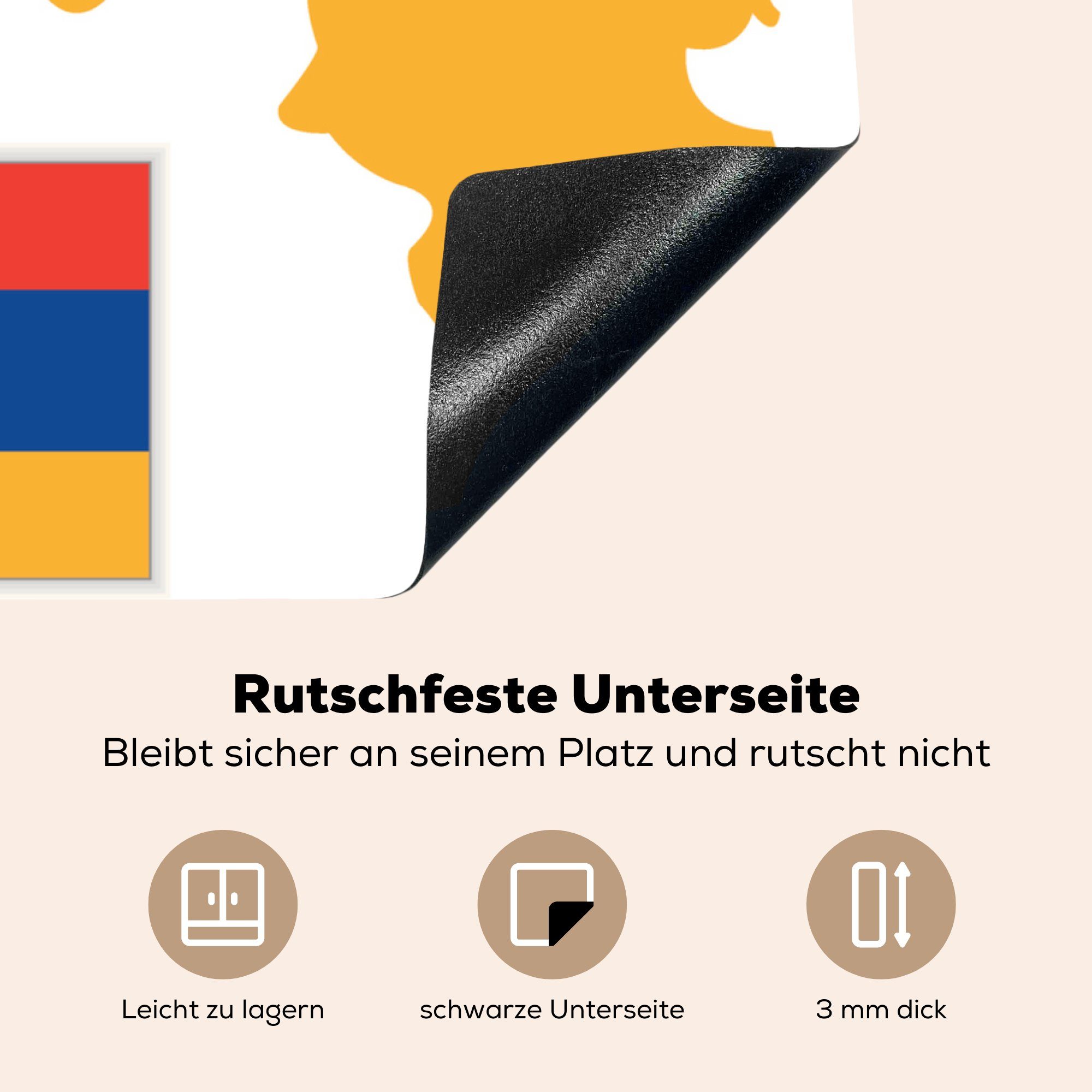 Eine MuchoWow cm, für 78x78 und Arbeitsplatte Flagge, seiner Armenien Ceranfeldabdeckung, Herdblende-/Abdeckplatte küche (1 tlg), Illustration von Vinyl,