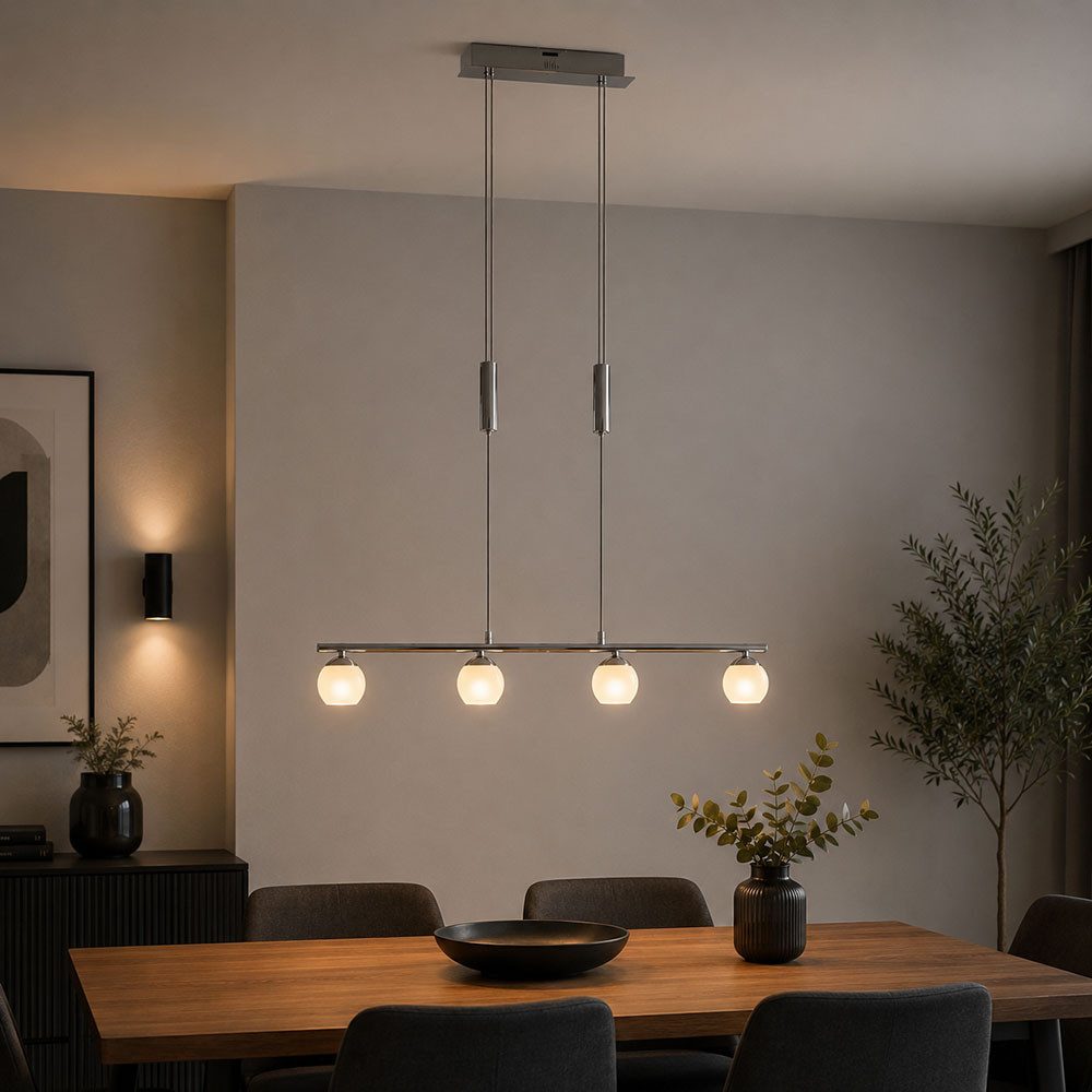 EGLO LED-Hängeleuchte, Leuchtmittel inklusive, Warmweiß, LED Hängeleuchte Stahl Chrom Höhenverstellbar Warmweiß 3000K H 175 cm