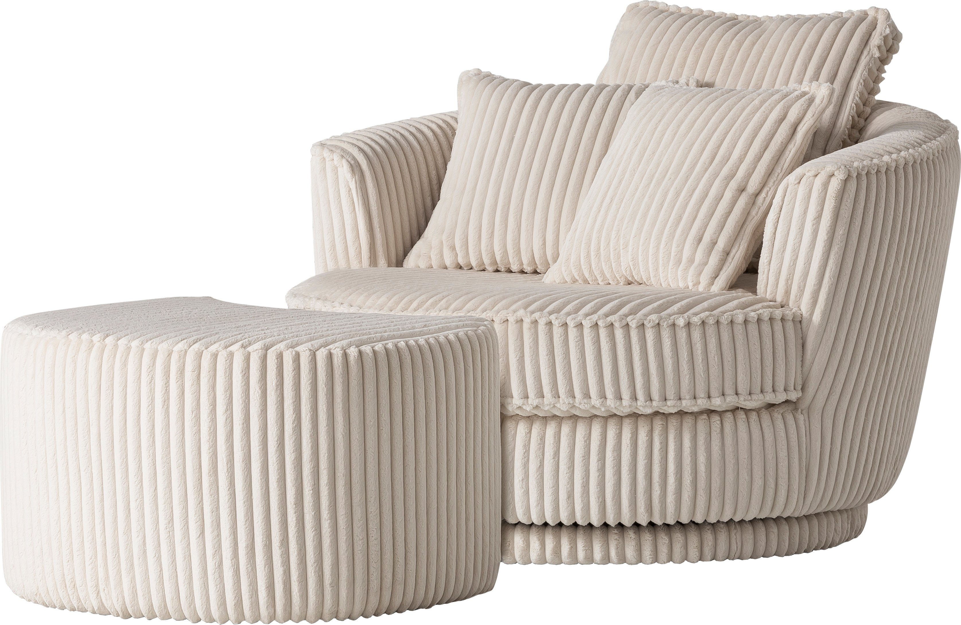 Hocker drehbar Leonique MAISIE MEGA passendem Big-Sessel, CORD, mit (2-St), Set-Angebot in Drehsessel Anthrazit