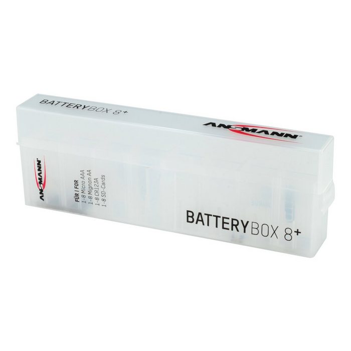 ANSMANN® Akkubox Batteie Box 8 zur Aufbewahrung von bis zu 8 Akkus Batterien oder Speicherkarten Akku