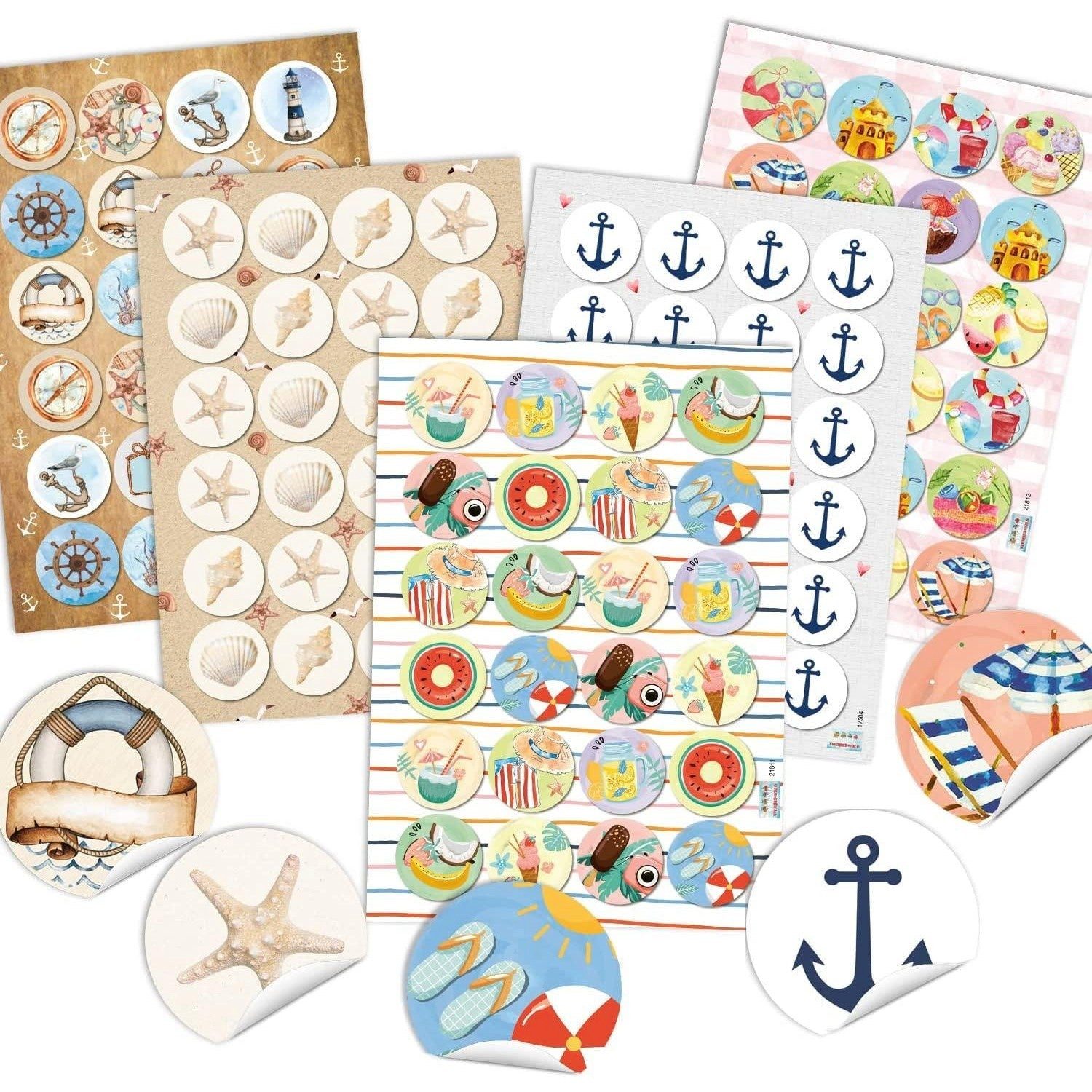 Logbuch-Verlag Aufkleber Aufkleber SET 5 x 24 bunte Sticker - Urlaub Reise maritim sommerlich