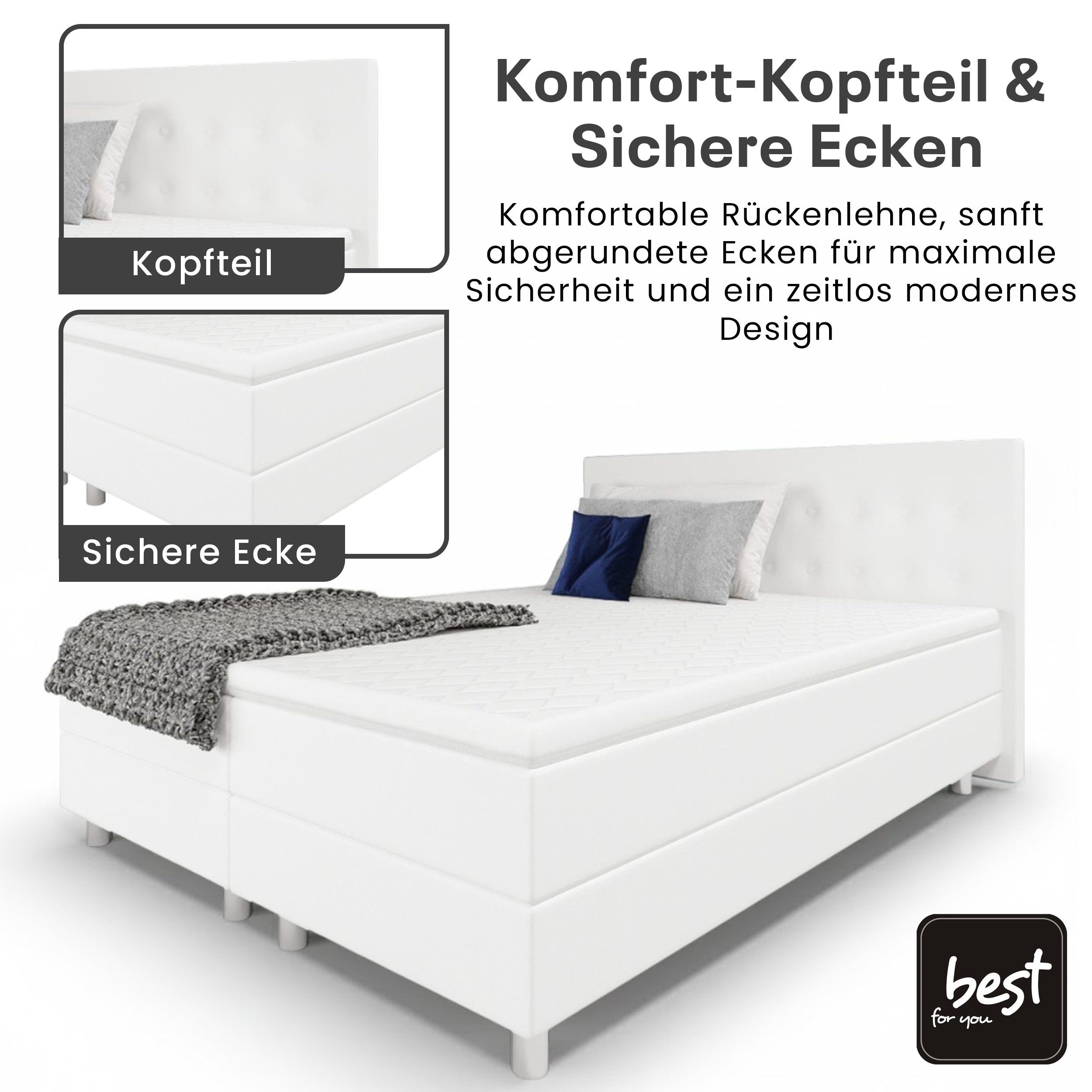 Best for Home Boxbett Neo Sawana Bonellfederkernmatratze mit 5 cm Topper (90x200 120x200 140x200 160x200 180x200 200x200), der Klassiker, TOP Preis-Leistungs-Verhältnis