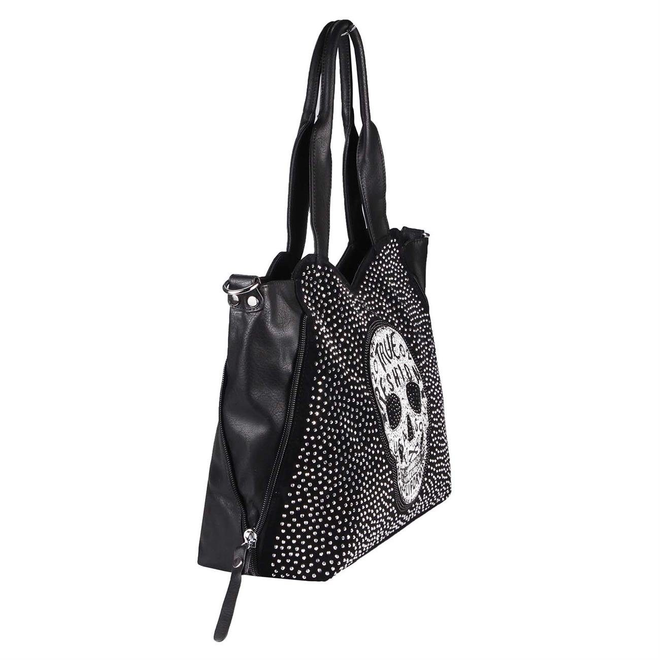 ITALYSHOP24 Schultertasche Damen XXL Totenkopf Shopper günstig online kaufen