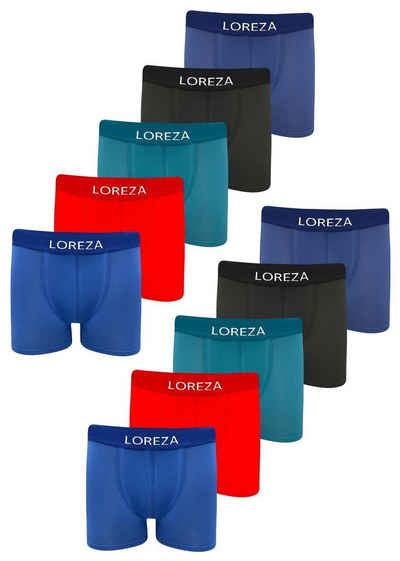 LOREZA Boxershorts 10er Set Jungen Boxershorts - Basics - Bunt (Set, 10-St)