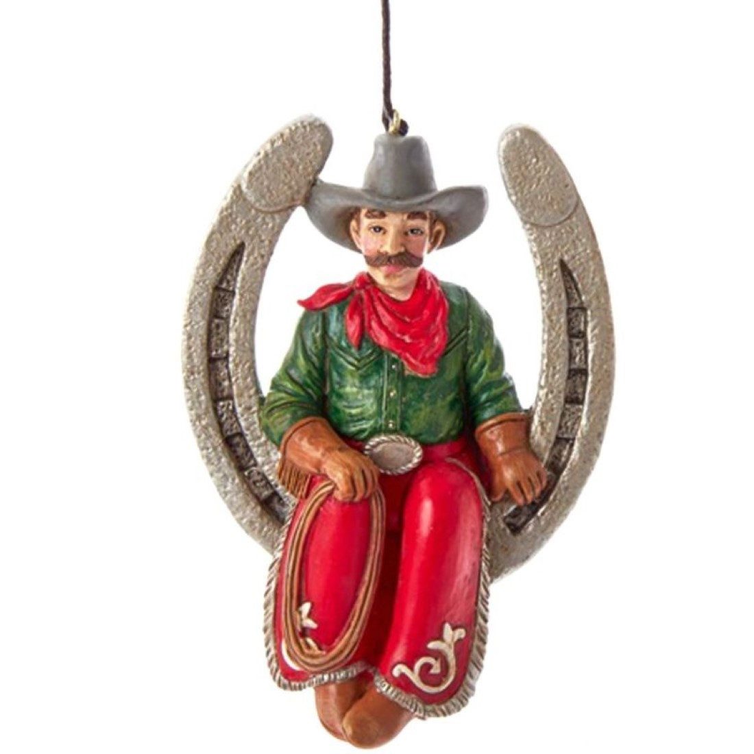 Kurt S. Adler Christbaumschmuck Western Hufeisen Cowboy, handbemalter Western Weihnachtsschmuck