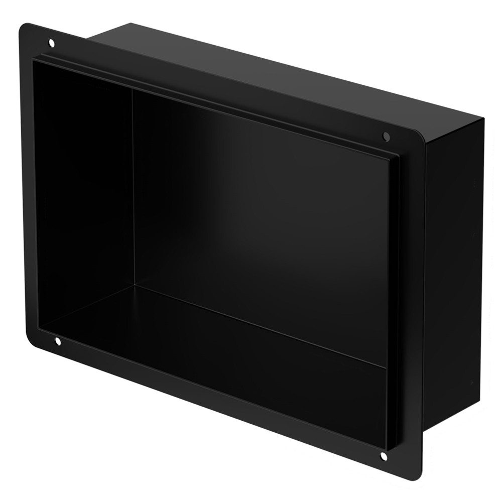 LuxeBath Duschwand Wandnische aus Edelstahl Flexibler Einbau für Badezimmer Randlos, Duschnische Schwarz 20x30x10cm Einzelregal Randlos Befliesbare Nische