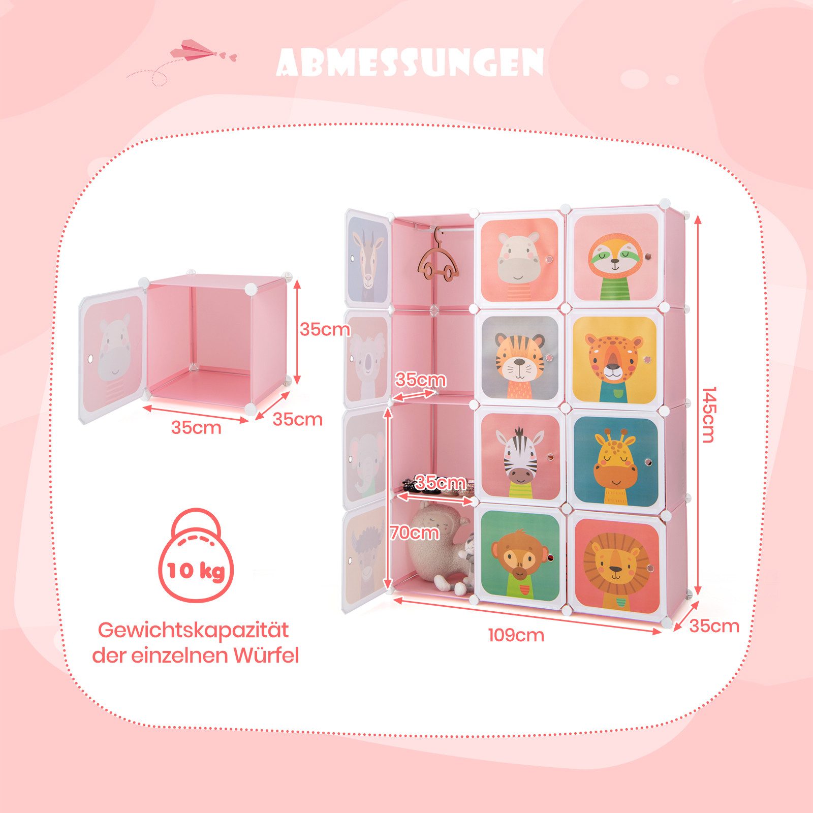KOMFOTTEU Kleiderständer, Kleiderschrank Kinderregal mit Türen günstig online kaufen